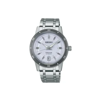 SEIKO Presage Navigation Automatic Mechanical Movement Stainless Steel Strap Watch 46.2mm Men's Watches Silver Dial