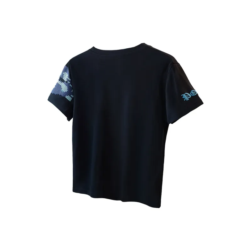 Cypress House T Shirts Women's Black Sole Blue Floral-1