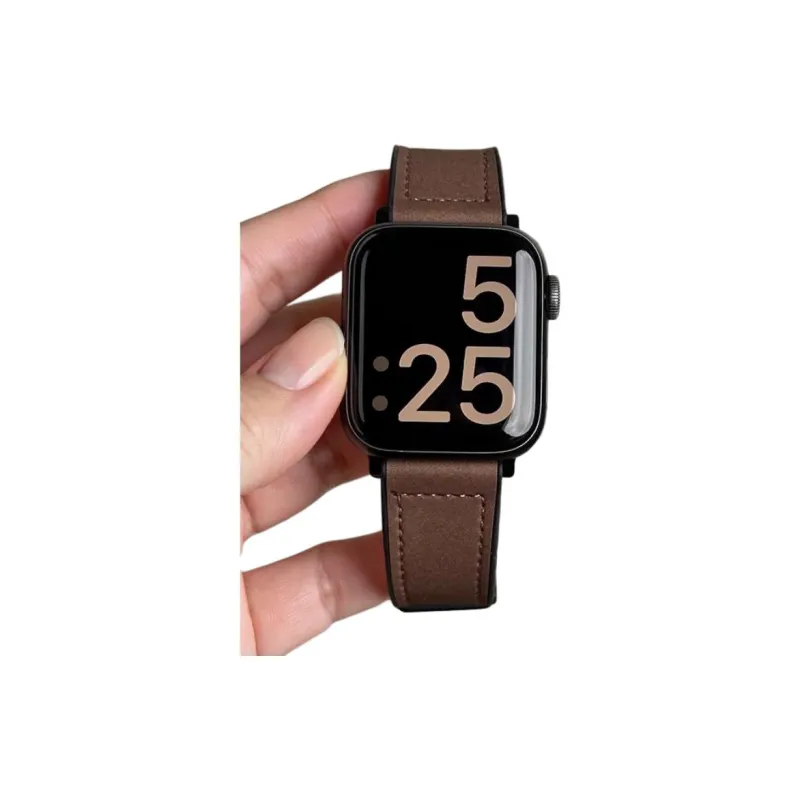 First Guard Apple Compatibility Watch Band Crazy Horse Leather, Silicone Material-1