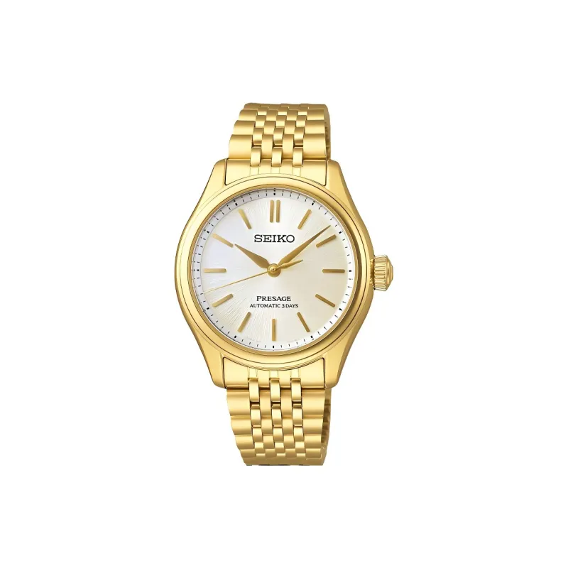 SEIKO Presage Navigation Automatic Mechanical Movement Stainless Steel Strap Watch 36mm Women's Watch Gold Dial-0