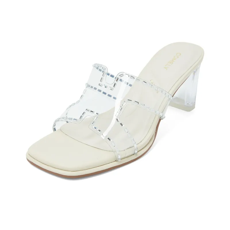 COMELY Slide Slippers Women's Silver/Beige/Transparent-6
