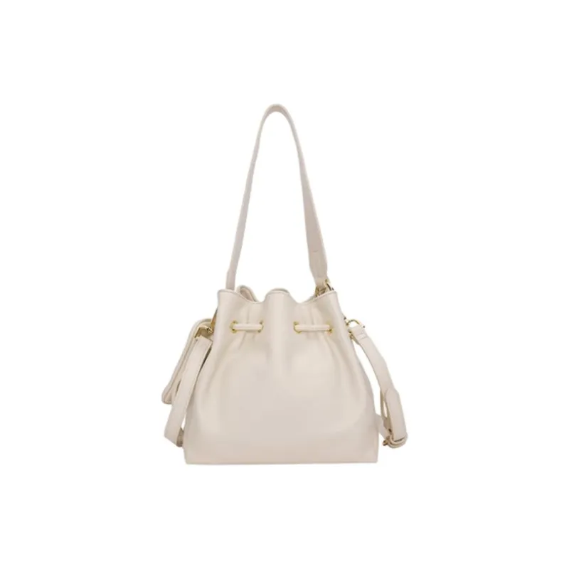 LOVE MOSCHINO PU Bucket Bag, Handbag, Shoulder Bag Medium Size Women's White-1