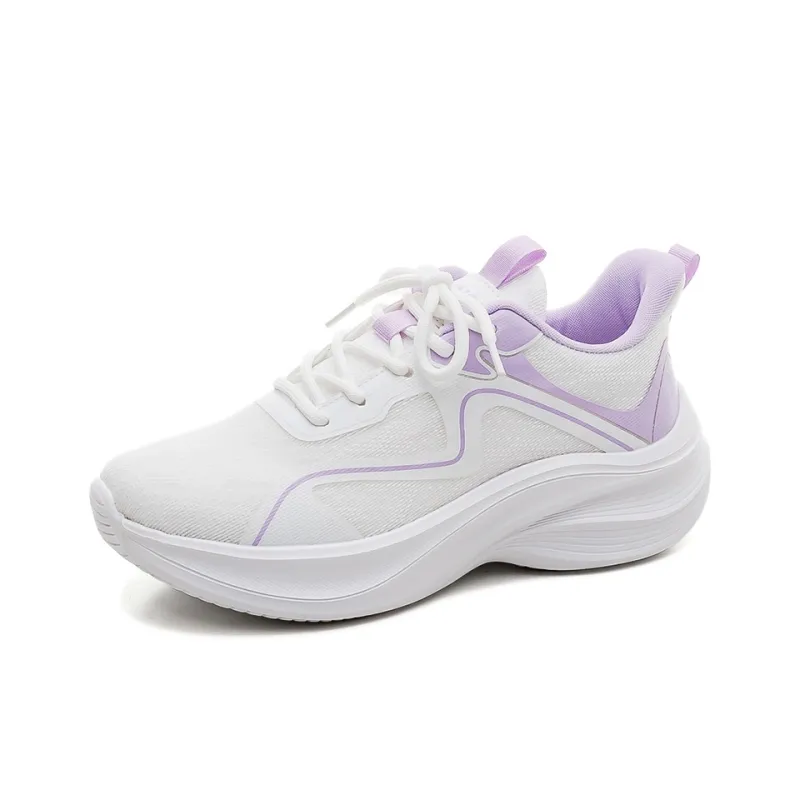 HUANQIU Cushioning Abrasion Resistant Breathable Low Top Casual Running Shoes Women's White Purple-1