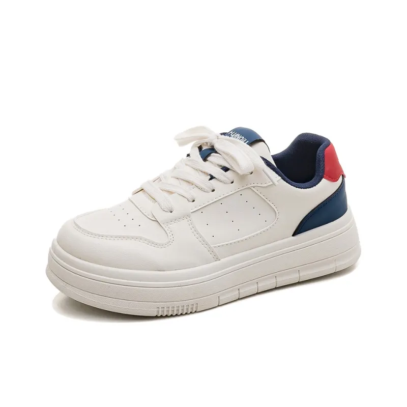 HUANQIU Slip Resistant Shock Absorbers With Abrasion Resistant Properties Low Top Skateboard Shoes Women's White Blue-1