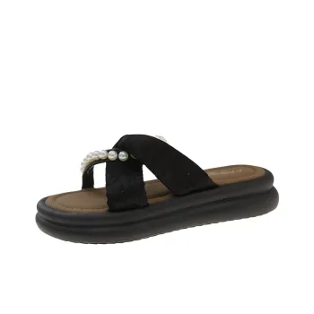 WUJI Rubber Sole Embroidery Slip Resistant Abrasion Resistant Slide Slippers Women's