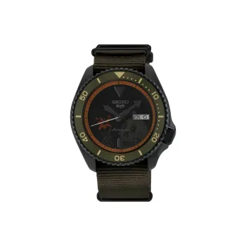 SEIKO Size 5 Sports Collection Automatic Mechanical Movement Nylon Strap Watch 42.5mm Men's Watches Black Dial