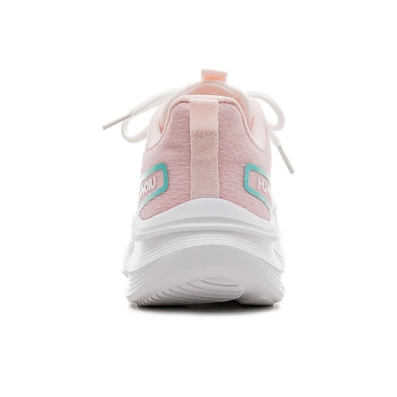 HUANQIU Shock Absorbers Slip Resistant Breathable Low Top Casual Running Shoes Women's White Pink-3