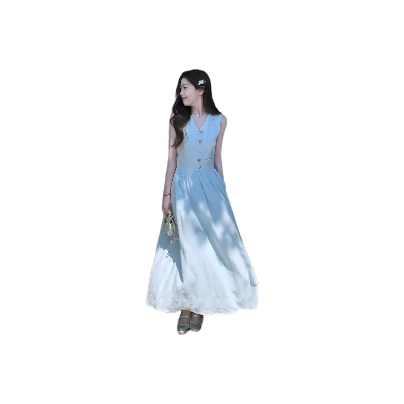 Flowers In Water Sleeveless Dress Women's-0