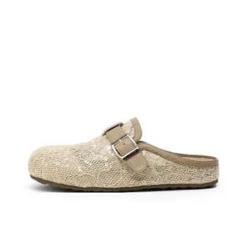 BOERDIQI Rubber Sole Cut Out Abrasion Resistant Closed Toe Slippers Women's Apricot