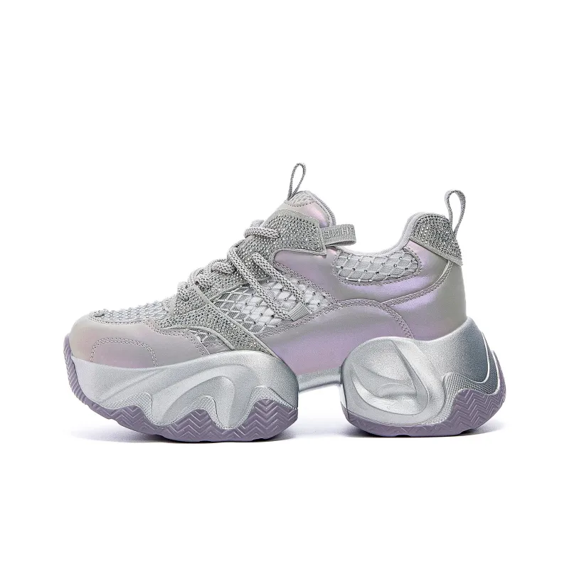 DAPHNE Slip Resistant And Breathable Low Top Chunky Sneakers Women's Dazzling Color Purple-0
