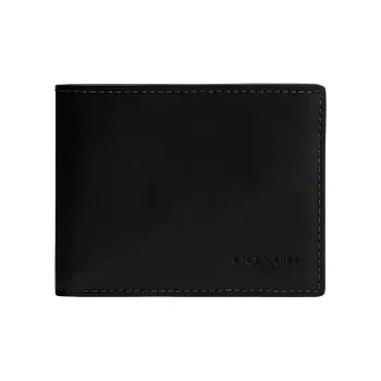 COACH BILLFOLD Natural Grain Leather Wallet Mini Men's Black