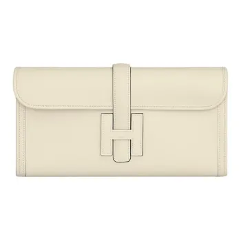 HERMES Jige Elan Swift Calfskin Clutch Women's I2 Nata Cream White