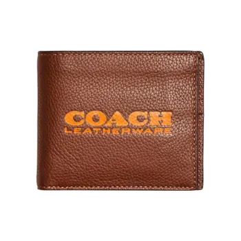 COACH 3 IN 1 Wallet Polished Pebbled Leather Card Holder Wallet Unisex Canyon Red