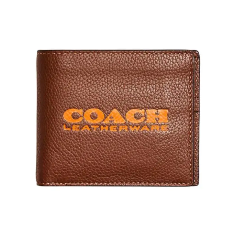 COACH 3 IN 1 Wallet Polished Pebbled Leather Card Holder Wallet Unisex Canyon Red-0