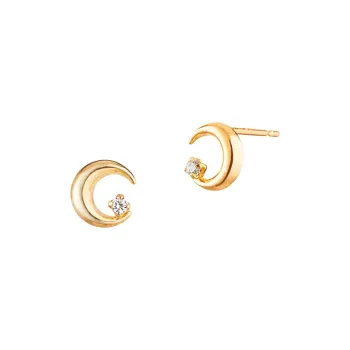 Canal 4℃ Cubic Zircon 10K Gold Stud Earrings Unisex Gold