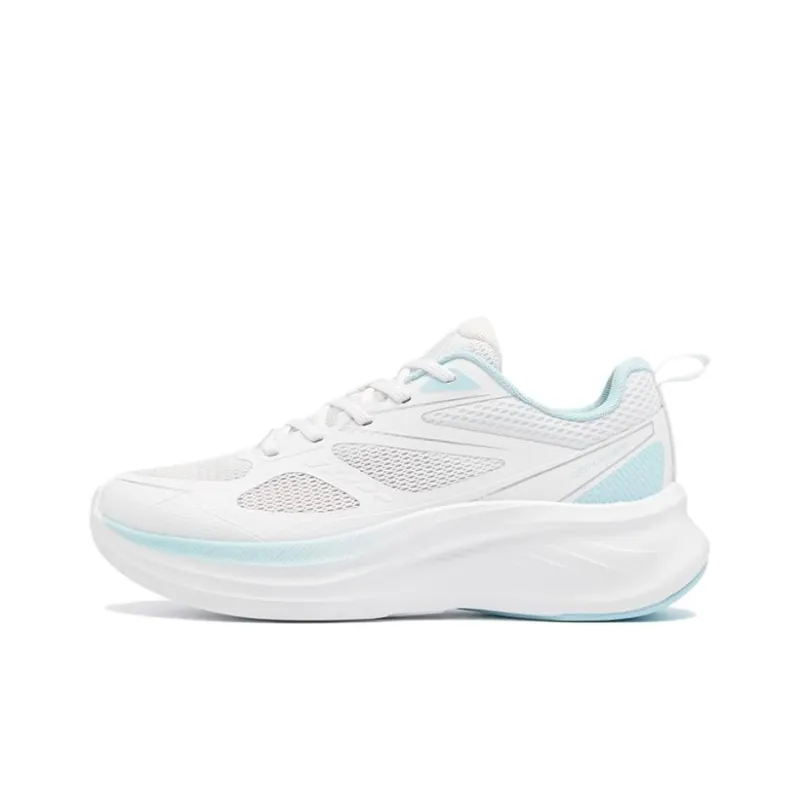 QIAODAN Abrasion Resistant Slip Resistant Low Top Casual Sprint Running Shoes Women's White Blue-0