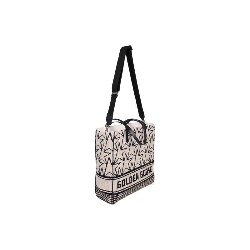 Golden Goose Cotton Tote Bag Shopping Bag Handbag Shoulder Bag Women's Black/White-2