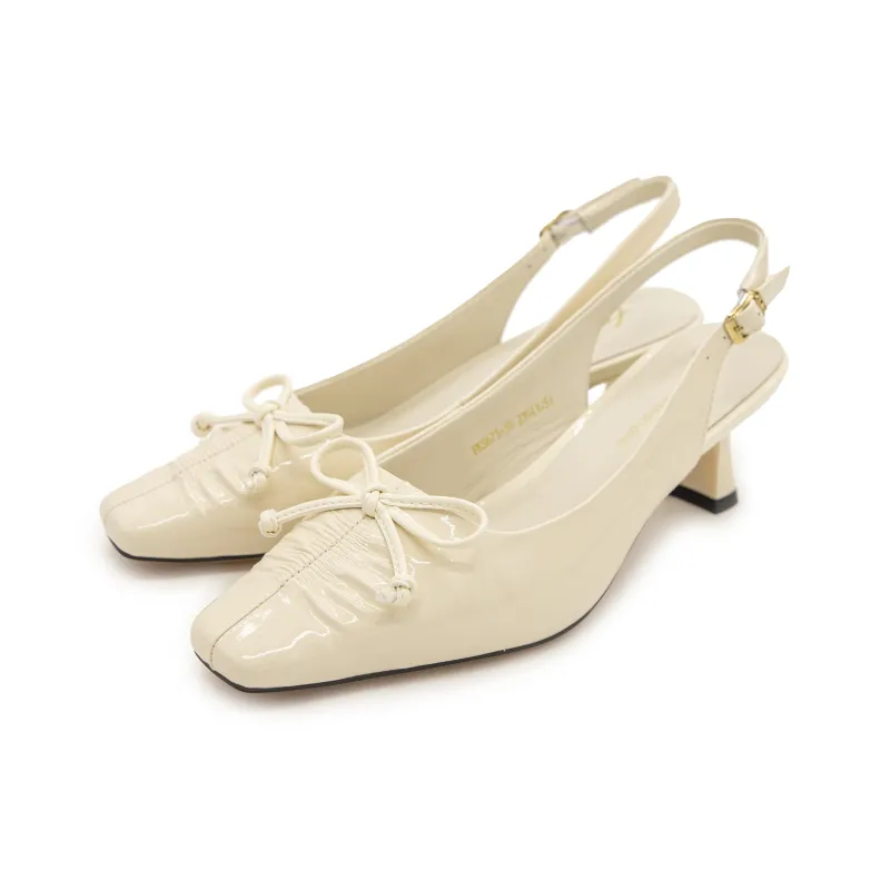 FED Spool Heel High Heels Women's Beige-3