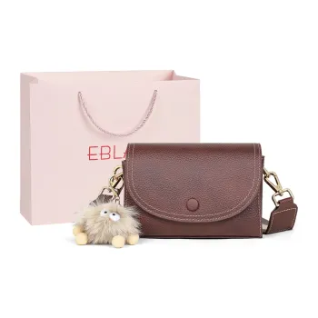 EBLAN Cow Leather Shoulder Bag, Crossbody Bag, Small Square Bag Regular Women's Brown