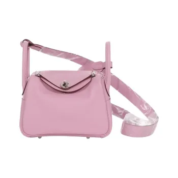 HERMES Lindy Swift Leather Portable Crossbody Bag, Shoulder Bag Mini Women's X9 Mauve Sylvestre Mallow Purple