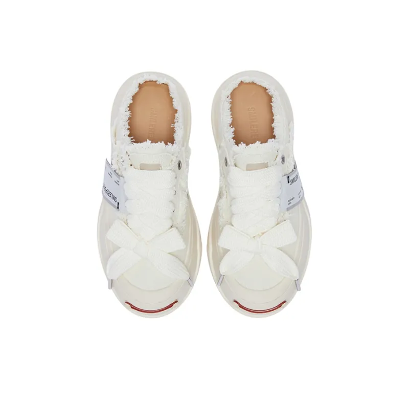 SMILEREPUBLIC Anti-Slip And Wear-Resistant Lightweight Height Increasing Low-Top Canvas Shoes Unisex White-5