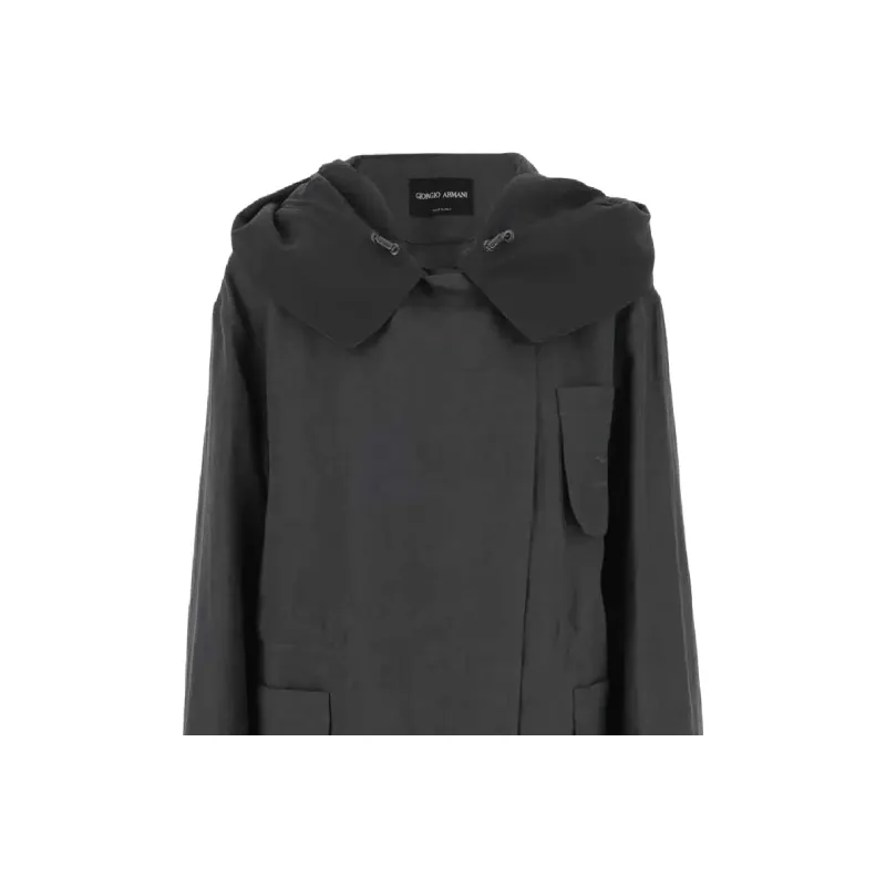 Emporio Armani Linen Hooded Pea Coat-3