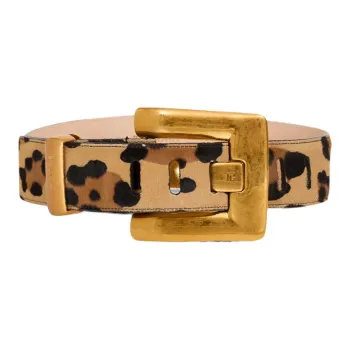BALMAIN Calfskin Leather Belts Women's Brown Width 4.5CM