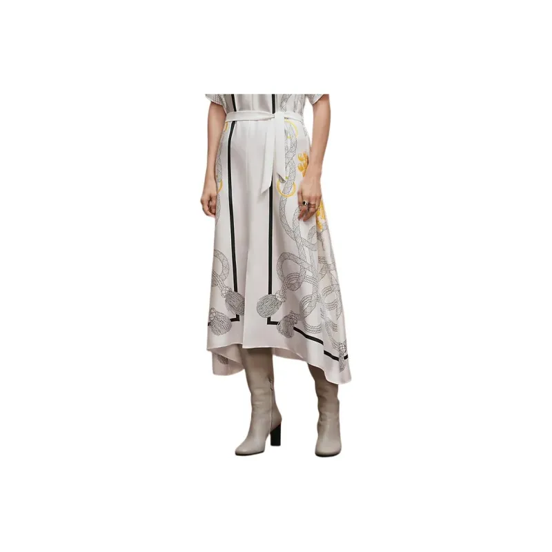 HERMES Short Sleeved Dress Women's White-3