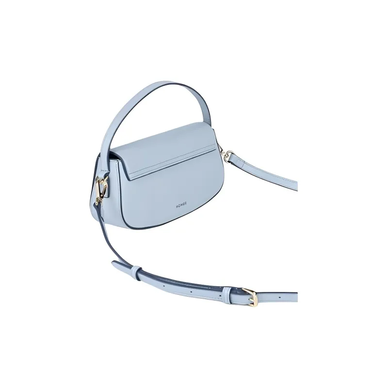 HONGU Cow Leather Shoulder Bag, Crossbody Bag, Handbag Trumpets Women's Moonstone Blue-1