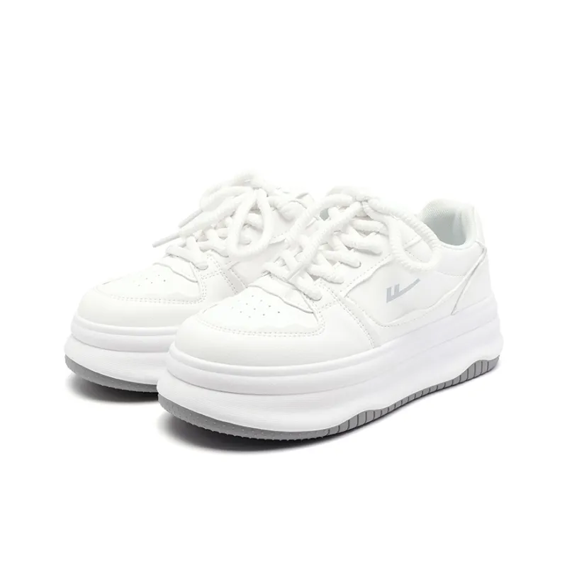 Warrior Anti Slip And Wear Resistant Height Increasing Low Top Skateboard Shoes Women's White-2