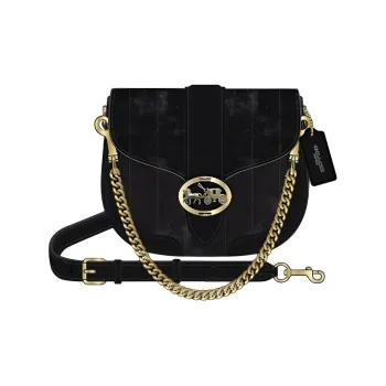 COACH Cow Leather Crossbody Bag, Shoulder Bag Trumpets Women's Black