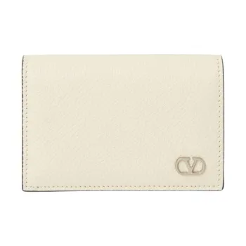 Valentino Cow Leather Card Holder Men's Beige