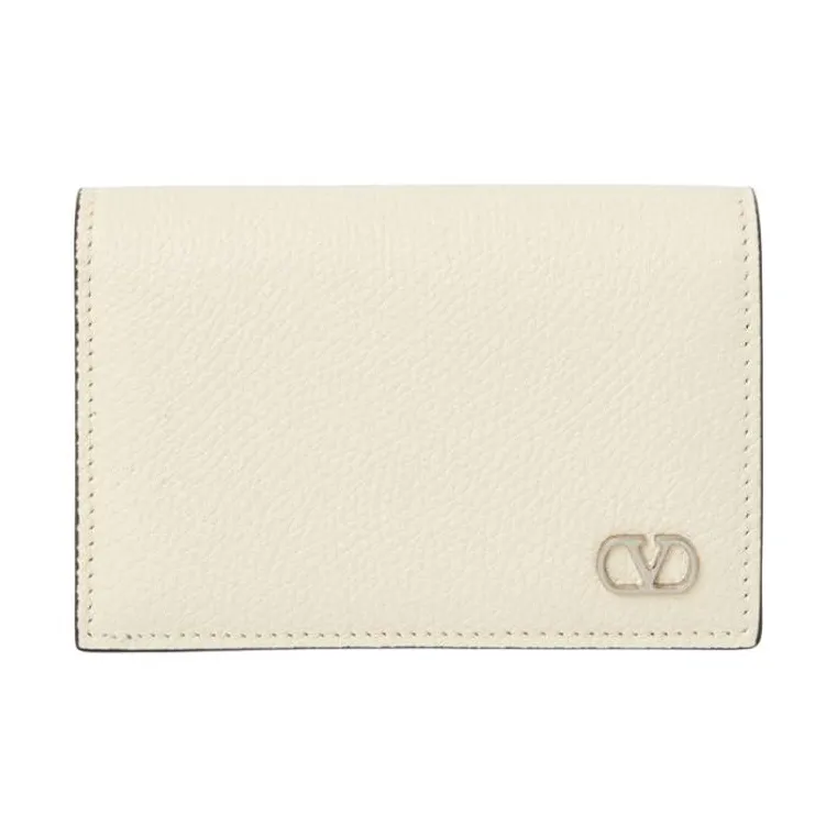 Valentino Cow Leather Card Holder Men's Beige-0