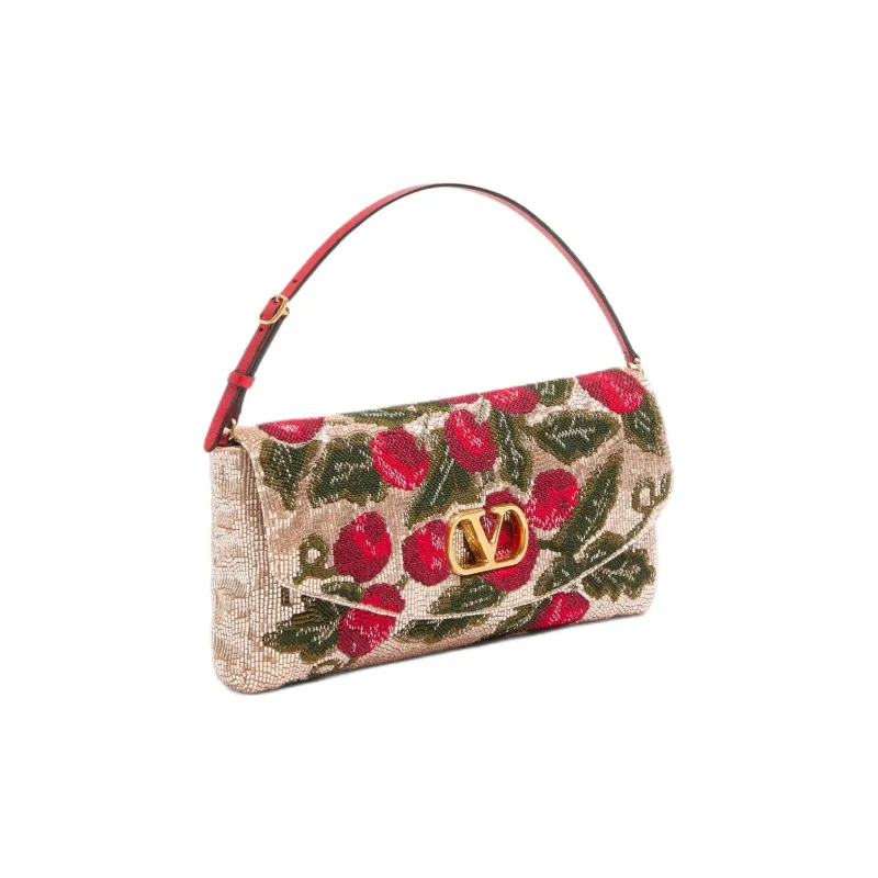 Valentino GARAVANI Embroidery Handbag Trumpets Women's Rose Gold & Multicolor-1