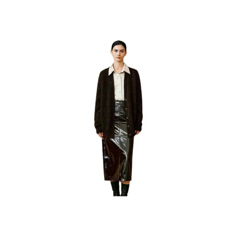 INSUN Leather Long Skirt Women's-1