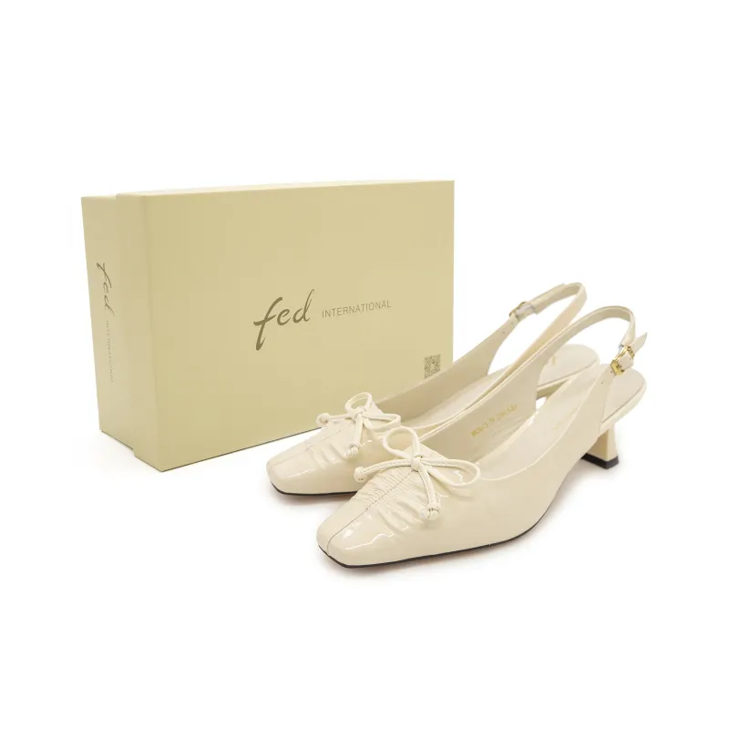 FED Spool Heel High Heels Women's Beige-1