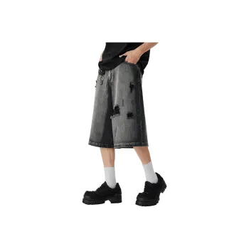 WPOOLL Denim Shorts Unisex Black Gray Color