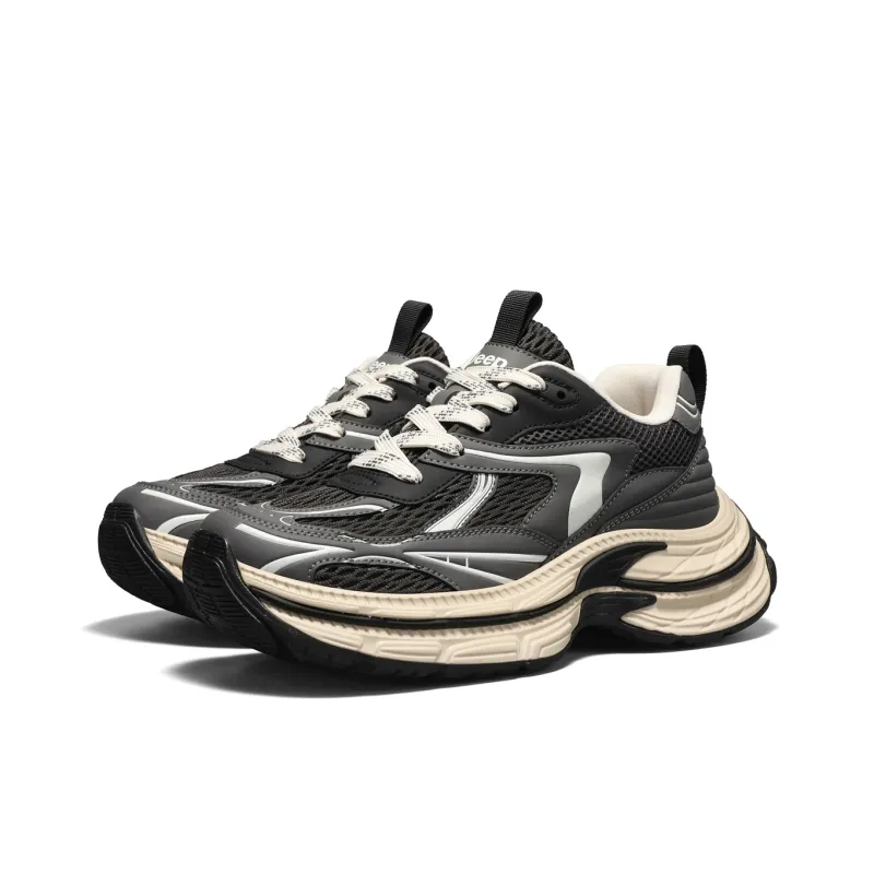 Jeep Cushioning, Slip Resistant, Abrasion Resistant, Height Increasing Low Top Chunky Sneakers Men's-2
