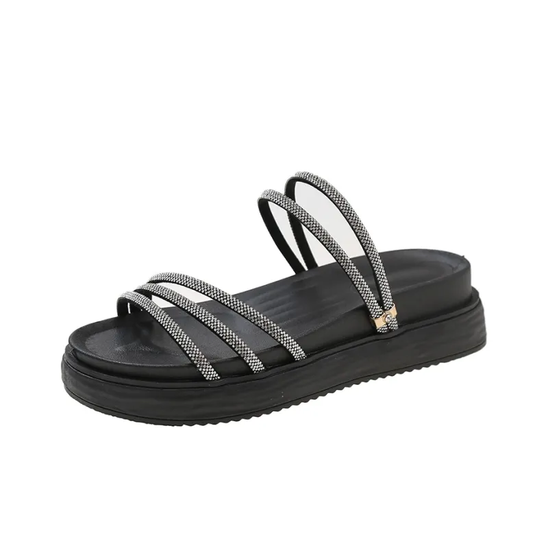 WUJI Rubber Sole Rhinestone Slip Resistant Abrasion Resistant Slide Slippers Women's-2