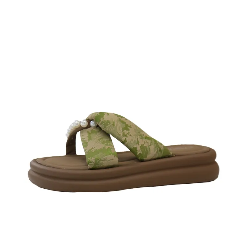 WUJI Rubber Sole Embroidery Slip Resistant Abrasion Resistant Slide Slippers Women's-9