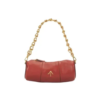Manu Atelier Cylinder Leather Shoulder Bag Arrow Bag Cylinder Bag Baguette Bag One Shoulder Handbag Women's Dark Red