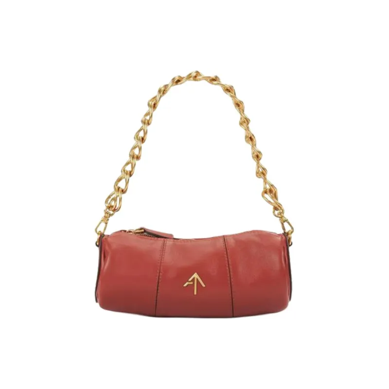 Manu Atelier Cylinder Leather Shoulder Bag Arrow Bag Cylinder Bag Baguette Bag One Shoulder Handbag Women's Dark Red-0