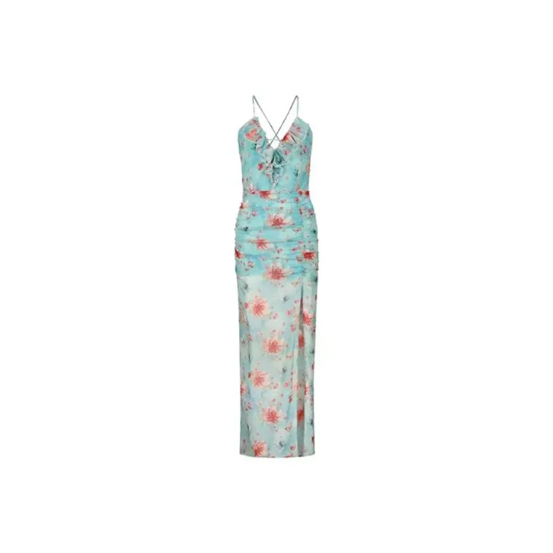 MIMOSA CHUR Slip Dresses Women's Clear Blue Multicolor-0