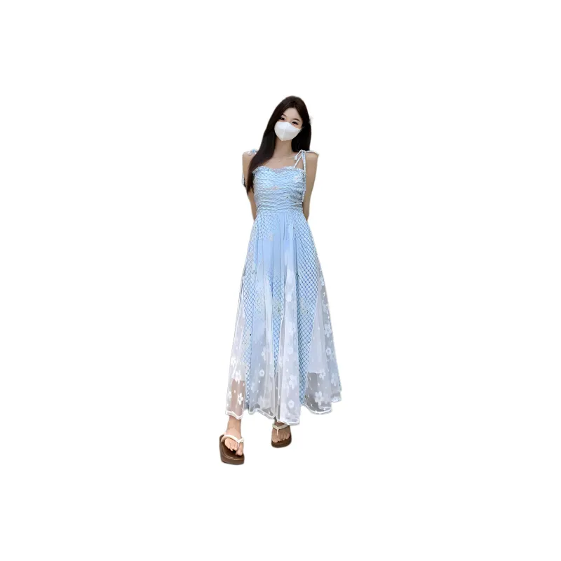 Flowers In Water Slip Dress Women's-0