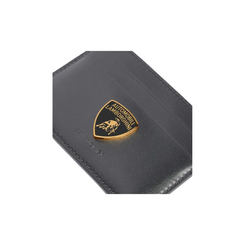 Balenciaga Automobili Lamborghini Collaboration Calfskin Card Holder Men's Black-3