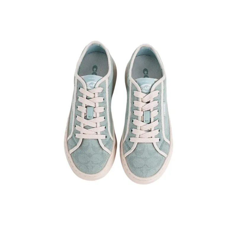 COACH Low Top Canvas Shoes Women's Mint Green-3