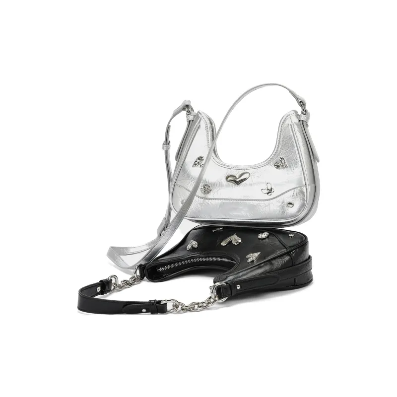 BOBDOG PU Crossbody Bag, Shoulder Bag Trumpets Women's Silver-6