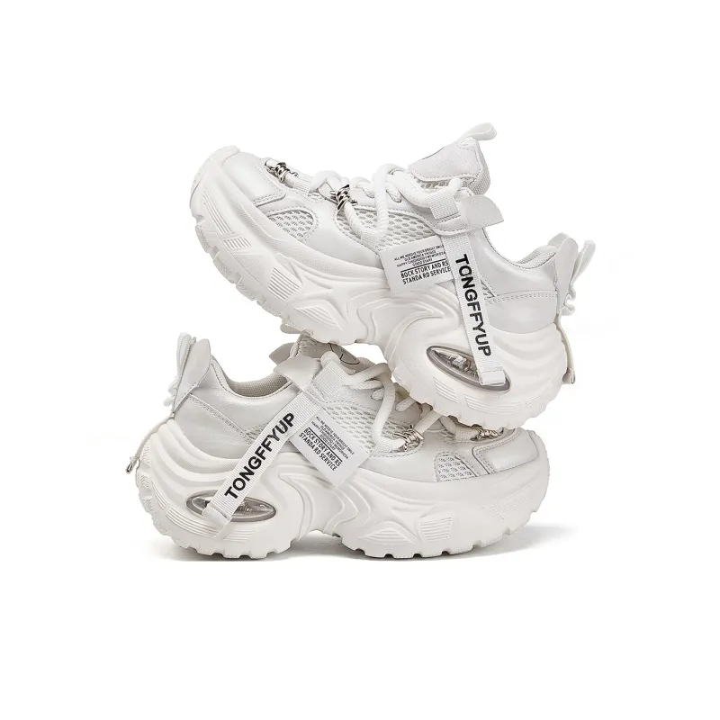 La Chapelle Cushioning, Slip Resistant, And Breathable Low Top Chunky Sneakers Women's Ecru-4