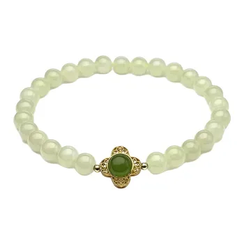 PEARL QUEEN Hetian Jade Bracelets Pale Greenish White Jade Unisex