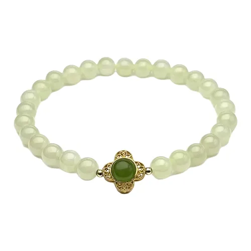 PEARL QUEEN Hetian Jade Bracelets Pale Greenish White Jade Unisex